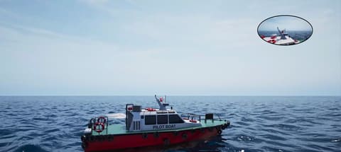 3D rendering of a pilot vessel engaged on pilotage duty