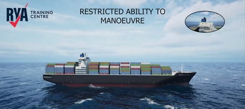3D rendering of a vessel showing Restricted Ability to Manoeuvre lights and shapes